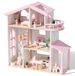 OEM Houten poppenhuis, villa met 3 verdiepingen, balkon en accessoires, roze
