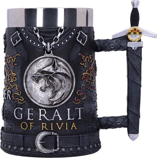 Nemesis Now The Witcher Geralt of Rivia Bierpul - 0.5L - Zwart - 15.5cm