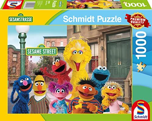 Schmidt Spiele 57574 Sesamstraat, een reünie met goede oude vrienden, puzzel met 1000 stukjes, normaal