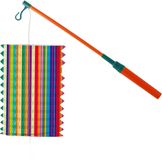 Merkloos / Sans marque Trek Trek lampion streep - meerkleurig - H16 cm - papier - met lampionstokje - 40 cm