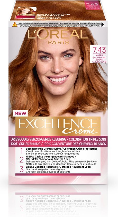 L'Oréal Excellence Crème 7.43 - Koper Goudblond - Haarverf