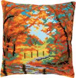 Vervaco Kruissteekkussen Herfstlandschap Borduurpakket 40x40 cm