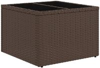 vidaXL Tuintafel met glazen blad, polyrattan, bruin, 55x55x37 cm