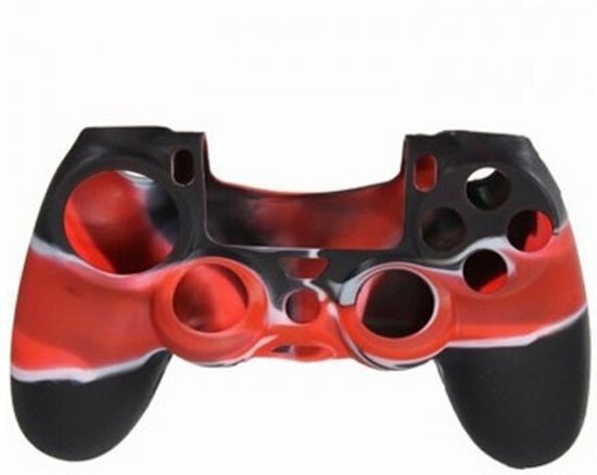 KELERINO. Flexible siliconen beschermings hoesje voor Sony PS4 Game Controller Camo Zwart/Rood