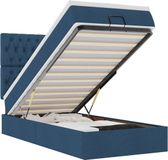 vidaXL Bed poef met matras en LED's 100x200 cm stof blauw