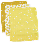 Briljant Baby hydrofiel washandje spots ochre - set van 3 Geel