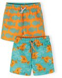 Minoti Zwemshort Kind 2-Pack Vissenprint Sneldrogend Oranje/Turquoise