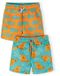 Minoti Zwemshort Kind 2-Pack Vissenprint Sneldrogend Oranje/Turquoise