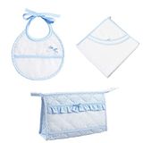 FILET - Badkamerset, 3 stuks om te borduren, badjas, driehoek, envelop met ritssluiting, slabbetje, origineel cadeau-idee voor baby's, made in Italy, kleur roze