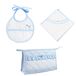FILET - Badkamerset, 3 stuks om te borduren, badjas, driehoek, envelop met ritssluiting, slabbetje, origineel cadeau-idee voor baby's, made in Italy, kleur roze