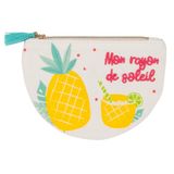 Draeger Paris Mon Rayon de Soleil Portemonnee, 100% katoen, met ritssluiting en pompon, 12 x 9,5 cm
