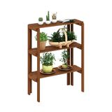 Furinno Tioman Outdoor gereedschapsloze multifunctionele displayplank, plantenstandaard, 3-laags, naturel
