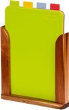 Merkloos Snijplanken met houten standaard - Set van 4 - Keukenaccessoires
