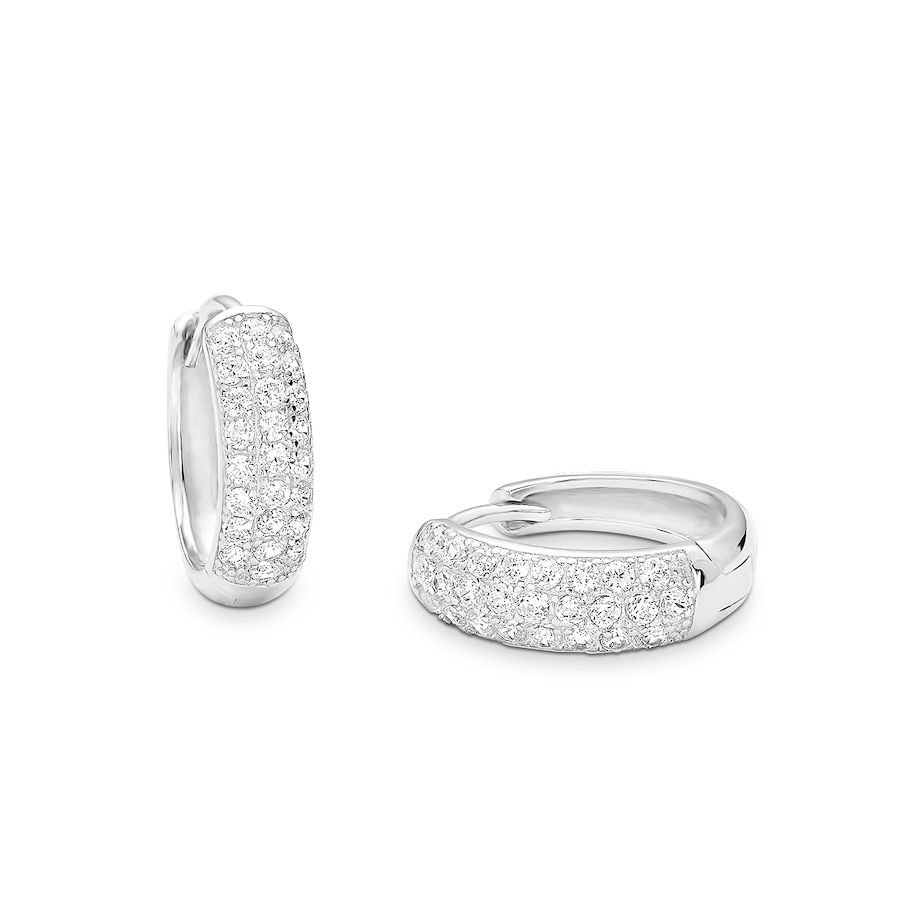 amor Creolen voor dames, sterling zilver 925, zirkonia (synth.) Oorringen Wit Dames