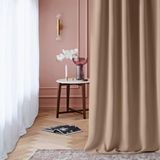 ROOM99 Gordijn met ingestanste ringen, Laurel, 180 x 250 cm breed x hoogte, verduistering, ondoorzichtig, schuifgordijnen, gordijn, woonkamer, slaapkamer, beige, 1 stuk
