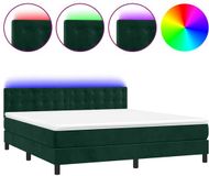 vidaXL Boxspringbed met matras en LED-verlichting, donkergroen, 180x200 cm, fluweel
