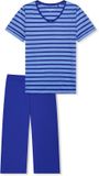 SCHIESSER Pyjama lang Dames Effen Korte mouw 100% Katoen Royal Blue Maat 36