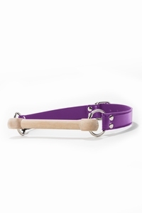 Ouch! Wooden Bridle - Gag With Leather Straps - Purple