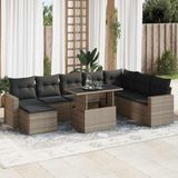 Maison Exclusive - Ensemble de meubles de jardin 9 pièces avec canapé et coussins, gris, en polyrotin