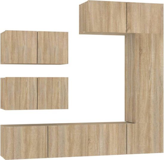 vidaXL 6-delige Tv-meubelset bewerkt hout sonoma eikenkleurig