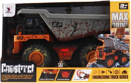 Jinheng Constructie Kiepwagen + Licht en Geluid - Kunststof - Accu - Divers