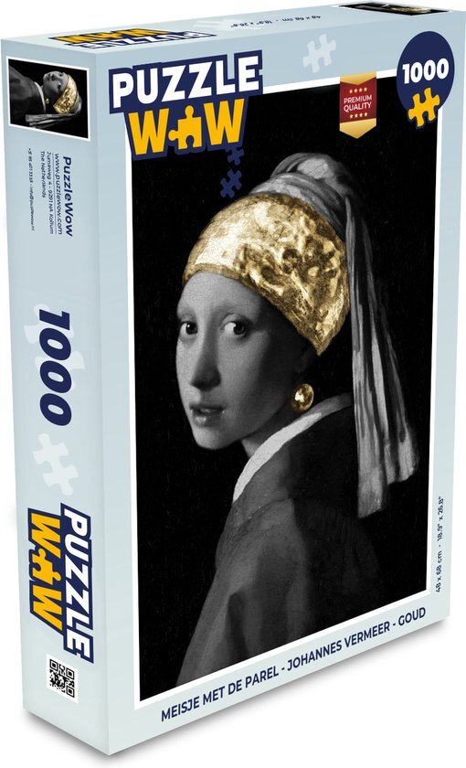 MuchoWow Puzzel Meisje met de parel - Johannes Vermeer - Goud - Legpuzzel - Puzzel 1000 stukjes volwassenen