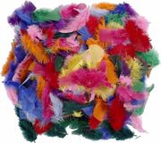 Merkloos 150 gram gekleurde decoratie veren
