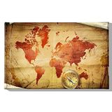 Homemania Wereldkaart voor woonkamer, slaapkamer, meerkleurig, 45 x 3 x 70 cm, HM20KNV45 x 70 – 246, polyester, hout