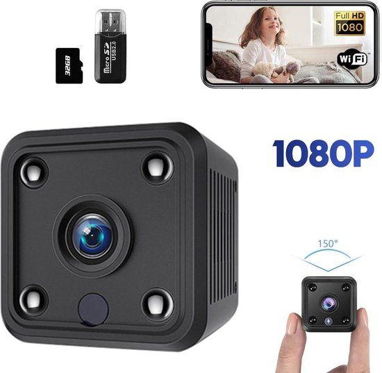 Gadgetplace Spy Camera 1080P Full HD met WIFI en Nightvision incl. 32GB SD kaart - Beveiligingscamera voor binnen - Verborgen mini Spycam met Geluidsopname