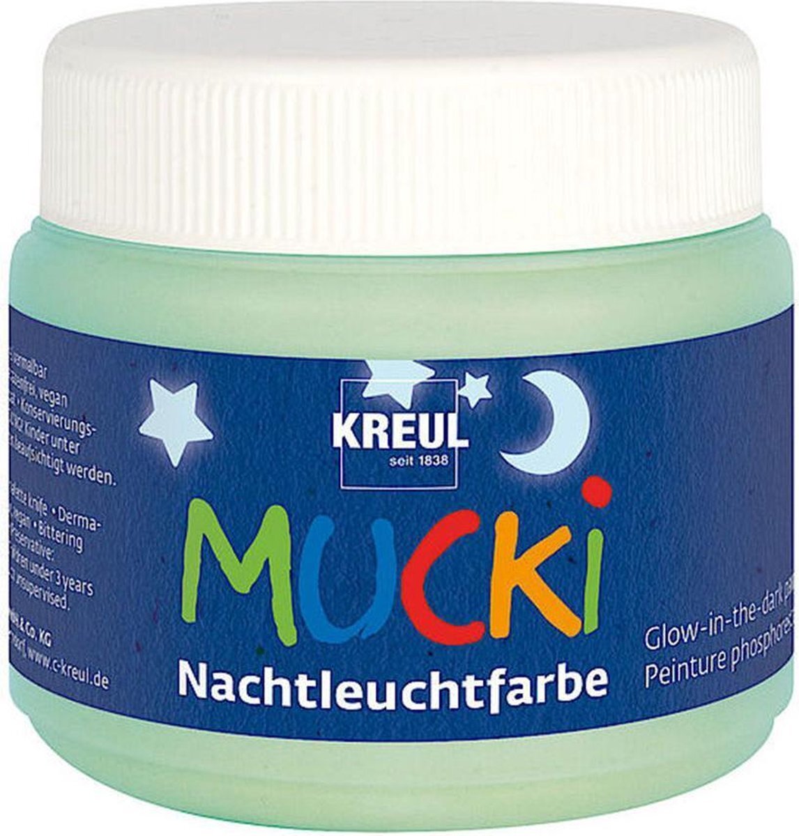 Mucki Glow in the Dark Vingerverf – 150ml - Dermatologisch getest, parabenenvrij, glutenvrij, lactosevrij, veganistisch