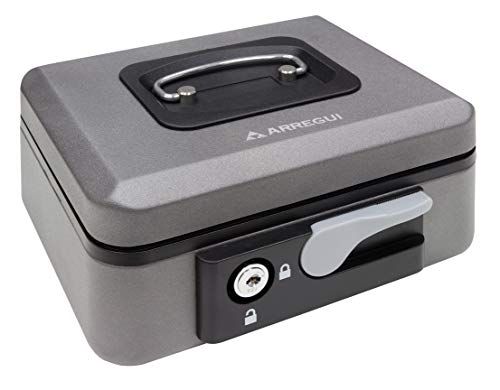 Arregui Popup C9726 geldcassette met uitneembare inzet voor munten, 20 cm breed, grafiet grijs