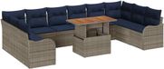 vidaXL Tuinbank Set 11 st 10-Aantal zitplaatsen grijs en marineblauw