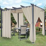 LORDTEX Waterdichte binnen- en buitengordijnen voor patio - thermisch geïsoleerd, zonwerend afneembare kleverige verduisterende gordijnen met lipjes voor slaapkamer, veranda, pergola, cabana, 132 x