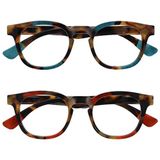 Opulize Ava 2 Stuks Vrouwen Dames Bruine Schildpad Turquoise Rood Comfortabele Pasvorm Leesbril Scharnieren Met Veer RR62-QZ +2,50