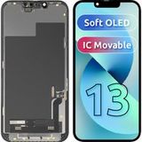 MP Display met Touchscreen compatibel met Apple iPhone 13, met Frame, Soft OLED FHD IC Movable Versie, Zwart