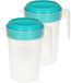 Plasticforte Pichet d'eau - 2x - 2L - bleu/transparent - avec couvercle - plastique - pichet
