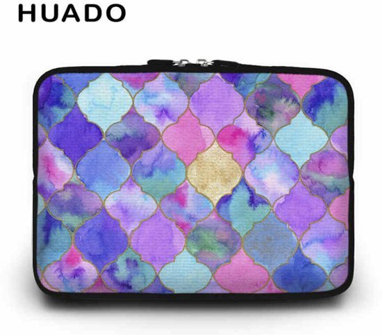 Luminous Luxury Luxe Laptophoes met Marokkaanse Print Paars 15 inch Ritssluiting Laptop Accessoires