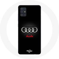 Audi Hoesje voor Samsung Galaxy A51 Audi Logo Metaal zwarte achtergrond (Maniacase)