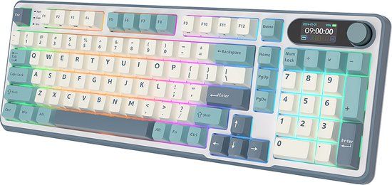 Royal Kludge RKS98 - Mechanisch Gaming Toetsenbord - Draadloos - RGB - US Layout - Light Cloud
