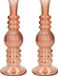 Merkloos Kaarsen kandelaar Florence - 2x - zacht oranje glas - ribbel - D8,5 x H23 cm