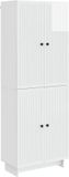 vidaXL - Kast - Set - 2 - st - Hoogglans - Wit - Bewerkt - hout