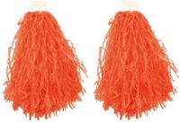 Cheerball - 6x - met ringgreep - orange - 28 cm - pompom - Cheerleader verkleed accessoires