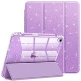 FINTIE Slanke hoes voor iPad Air 11 inch M3 (2025) / M2 (2024), iPad Air 5e (2022) / 4e generatie (2020) 10,9 inch - [Ingebouwde potloodhouder] Sprankelende hoes met glanzende transparante achterkant
