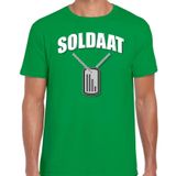 Bellatio Decorations Soldaat Soldaat dogtag / hanger verkleed t-shirt groen voor heren - Militair / soldaat carnaval / feest shirt kleding / kostuum L