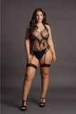 Le Désir by Shots Bol Kruisloze Rhinestone Halter Teddy - Plus Size