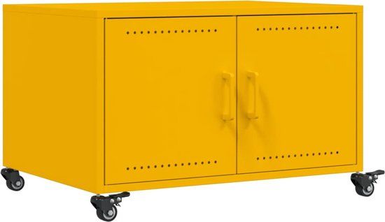 vidaXL Salontafel 68x50x43,5 cm staal mosterdgeel
