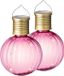 Merkloos 2x Buiten/tuin Led roze lampion solar verlichting 11 cm