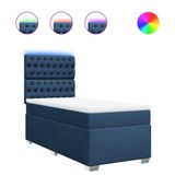 vidaXL Boxspringbed met matras, blauw, 200x200 cm, gestoffeerd