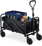 Relaxdays bolderkar opvouwbaar, 100 kg, telescopische stang, rubberen banden, bolderwagen boodschappen, strand, zwart