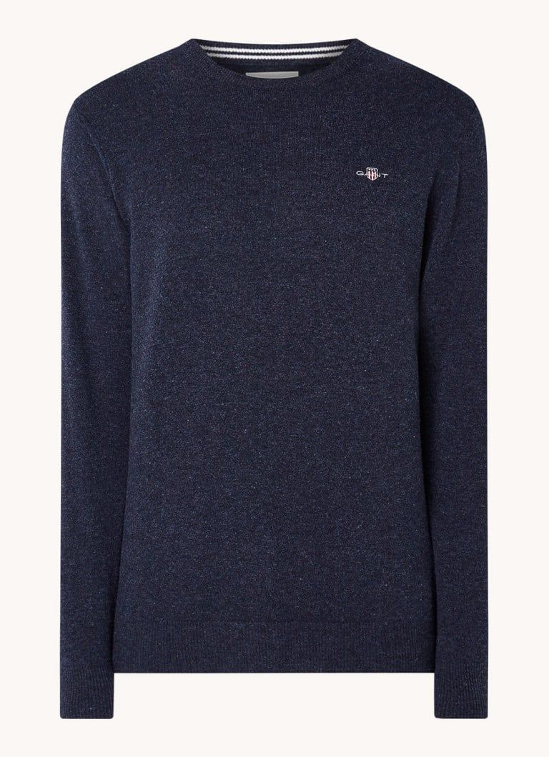 Gant Fijngebreide pullover van wol met logoborduring